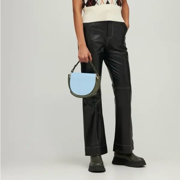 GANNI Medium Placid Blue Leather Top Handle Bag [OS] - Picture 3 of 12